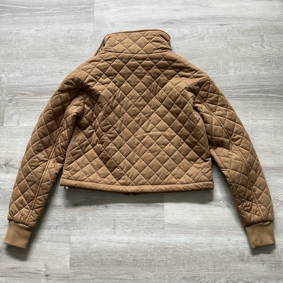 Avec Les Filles Quilted Crop Jacket Coat Full‎ Zip Orange Caramel Tan Women’s XS - Picture 11 of 11